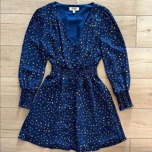 BB Dakota Blue and Gold Leopard Print Dress